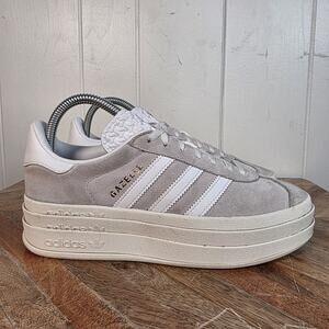 Adidas Women's Gazelle Platform Athletic Shoes - Gray and White